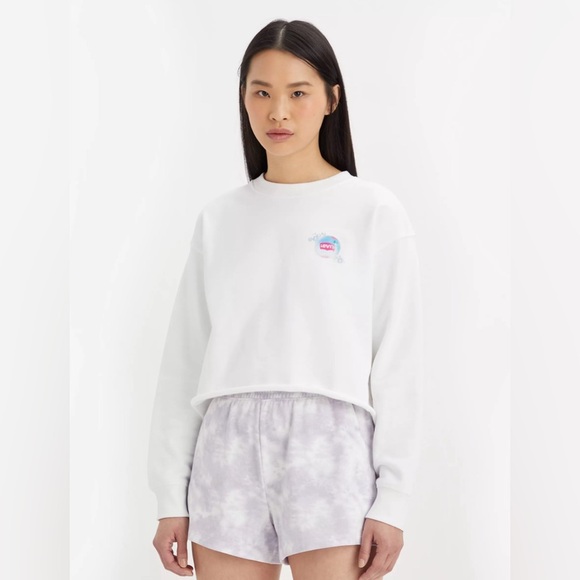 LEVI’S GRAPHIC CUTOFF STANDARD CREWNECK SWEATSHIRT white size S - Picture 1 of 6